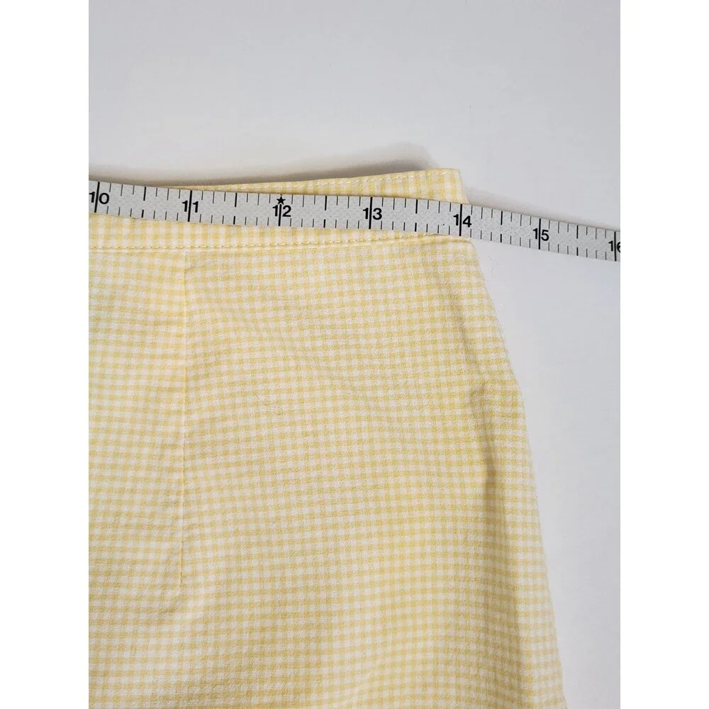 Talbots Yellow Gingham High Rise Ankle Pants Cotton Blend Women's 4 Cottagecore